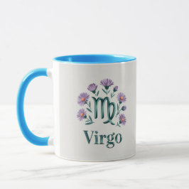 Jungfrau-Sternzeichen-Glyphe-Aster-Blumen-Tasse Tasse