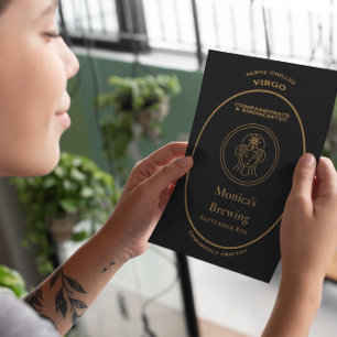 Jungfrau Sternzeichen Gold Apotheker Etikett Perso Postkarte