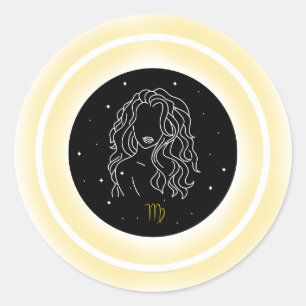 Jungfrau-Symbol – Minimales Astrologie-Emblem Runder Aufkleber