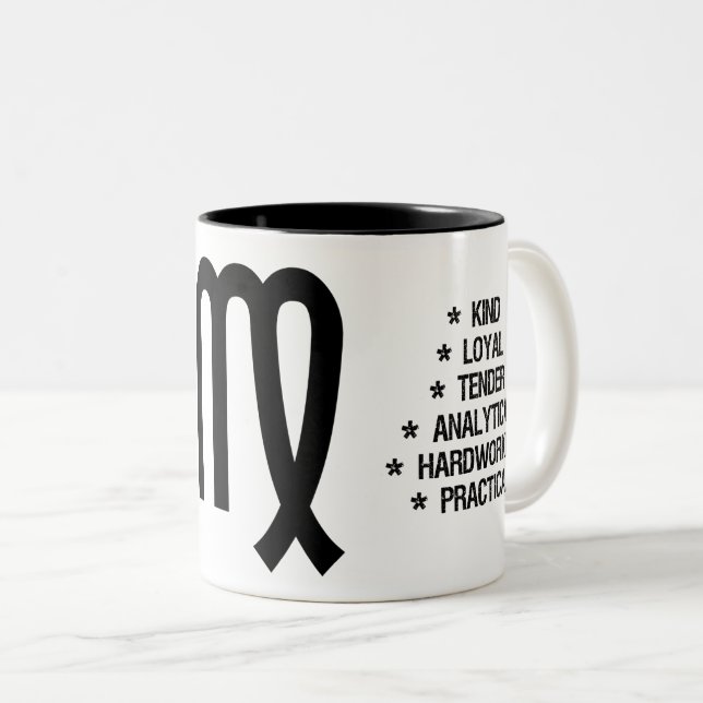 Jungfrau-Tierkreis-Zeichen ("die enttäuschte Zweifarbige Tasse (VorderseiteRechts)