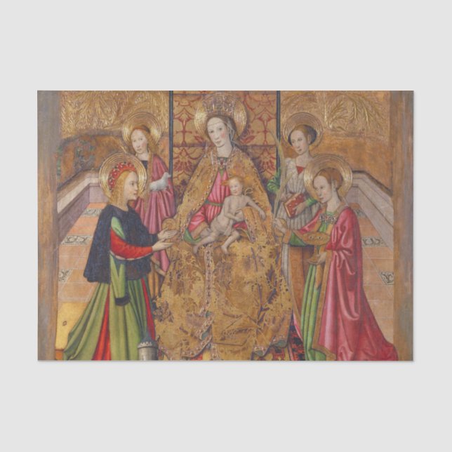 Jungfrau und Heilige von Jaume Huguet Seidenpapier (Vorderseite)