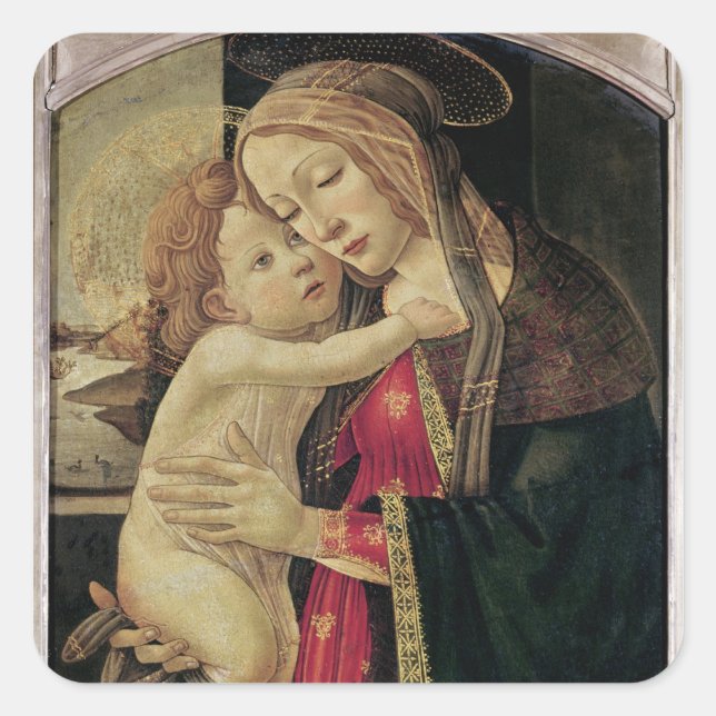 Jungfrau und Kind, c.1500 Quadratischer Aufkleber (Vorderseite)