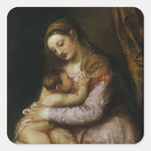 Jungfrau und Kind, c.1570-76 Quadratischer Aufkleber