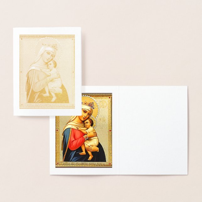 Jungfrau und Kind-Gold-Foliday-Karte Folienkarte (Anzeige)