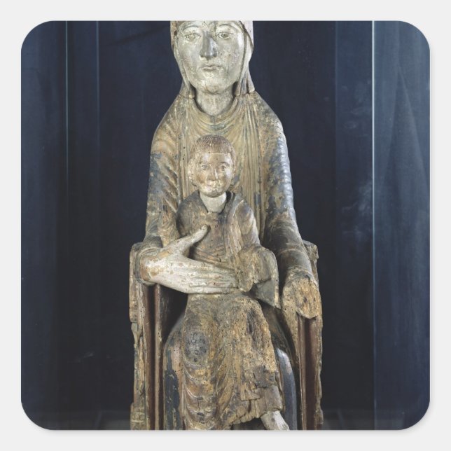 Jungfrau und Kind in Majestät, aus Forez Quadratischer Aufkleber (Vorderseite)