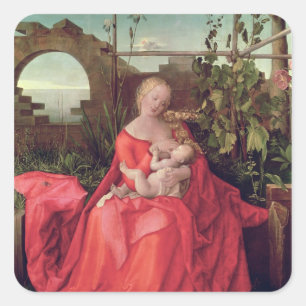 Jungfrau und Kind "Madonna mit der Iris", 1508 Quadratischer Aufkleber