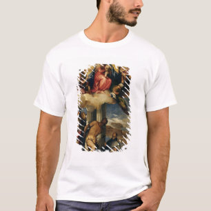 Jungfrau und Kind mit Engel Musikern und Heiligen T-Shirt