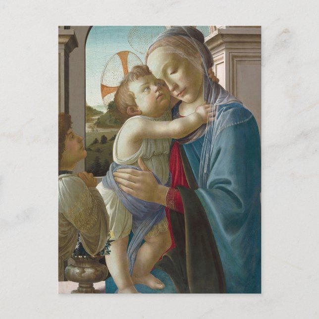 Jungfrau und Kind mit Engel, Sandro Botticelli Postkarte (Vorderseite)