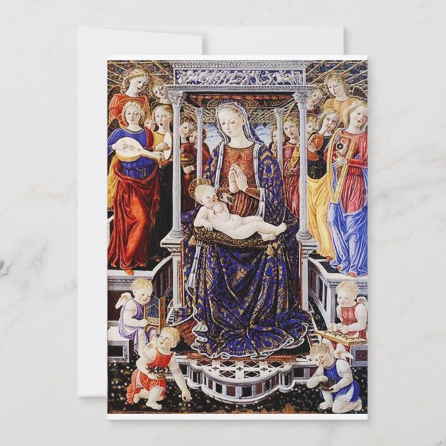 Jungfrau und Kind mit musikalischem Hintergrund be Einladung (Vorderseite)