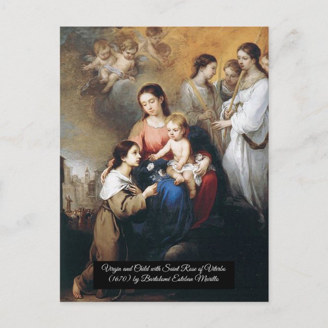 Jungfrau und Kind mit Rose Postkarte (Vorderseite)