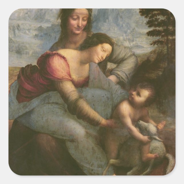 Jungfrau und Kind mit St Anne, c.1510 Quadratischer Aufkleber (Vorderseite)