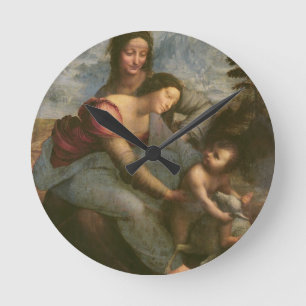 Jungfrau und Kind mit St Anne, c.1510 Runde Wanduhr
