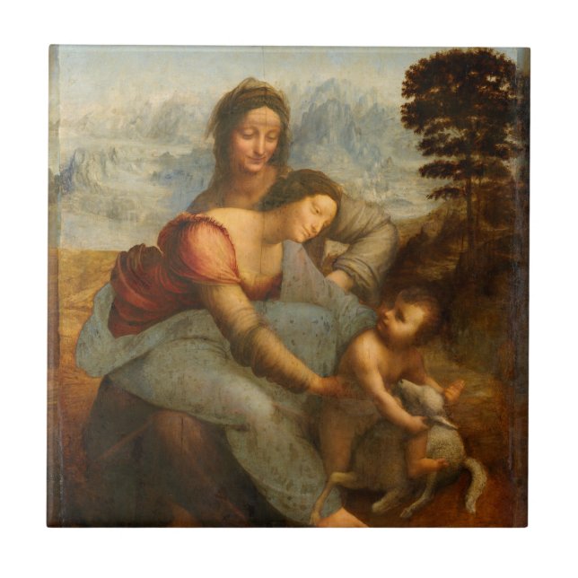 Jungfrau und Kind mit St. Anne von Da Vinci Fliese (Vorderseite)