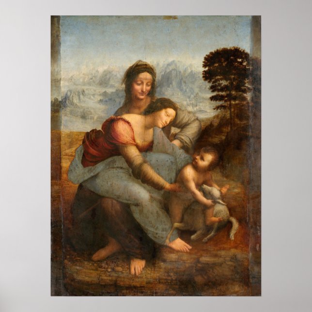 Jungfrau und Kind St. Anne Leonardo da Vinci Poster (Vorne)