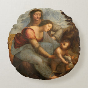 Jungfrau und Kind St. Anne Leonardo da Vinci Rundes Kissen
