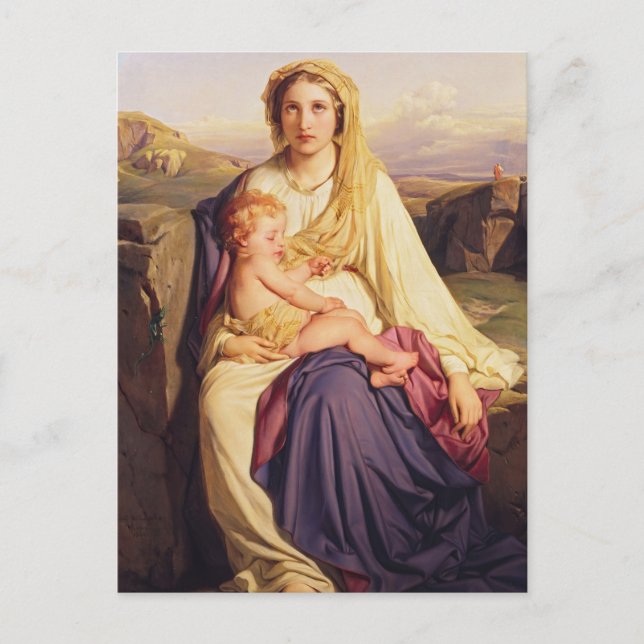 Jungfrau und Kind von Paul Delaroche Postkarte (Vorderseite)