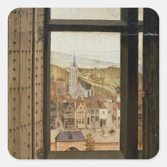 Jungfrau und Kind vor einem Firescreen, c.1440 2 Quadratischer Aufkleber (Vorderseite)