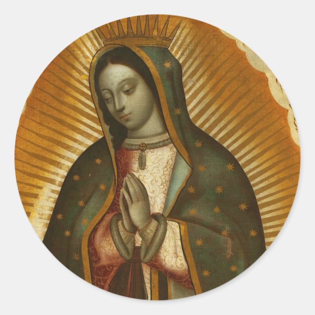 Jungfrau von Guadalupe Mary Runder Aufkleber (Vorderseite)