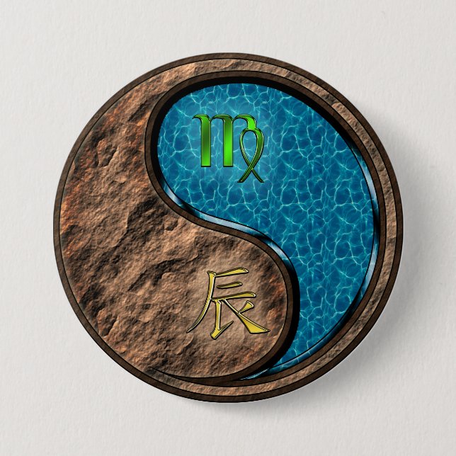 Jungfrau & Wasser-Drache Button (Vorderseite)