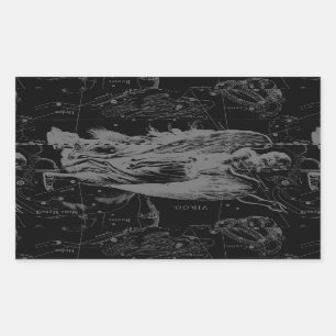 Jungfrau-Zeichen-Konstellation Hevelius schwarzer Rechteckiger Aufkleber