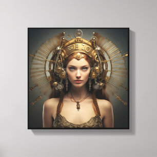 Jungfrau-Zodiak-Kunstleinwand – Mechanica Astral Leinwanddruck