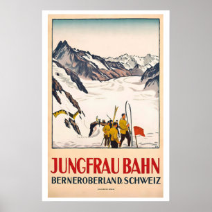 Jungfraubahn Berner Oberland Schweiz Vintage Poster