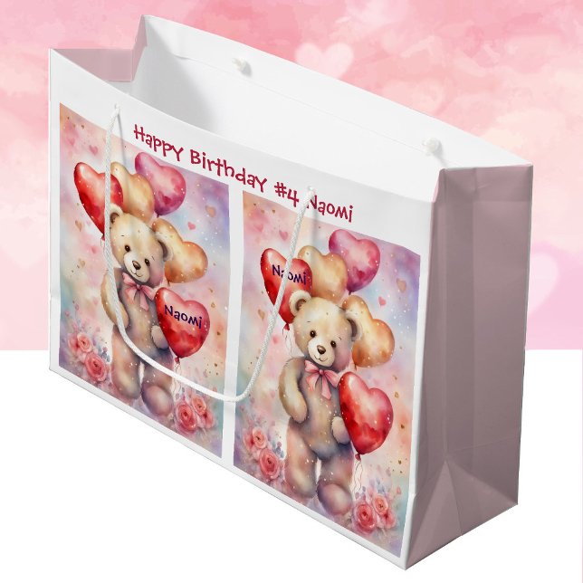 Junggeburtenbär des Mädchens Name & Alter hinzufüg Große Geschenktüte (Von Creator hochgeladen)