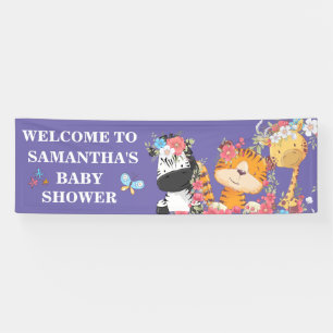 Junggeburtendusche niedliche Kleintiere lila Safar Banner