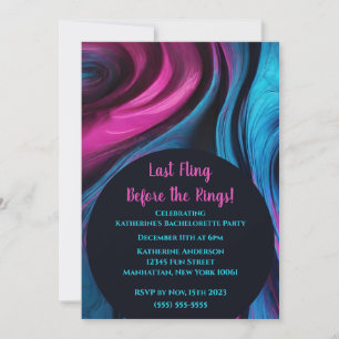 Junggeselinnen-Abschied-Abstrakt Art-Blue und Pink Einladung