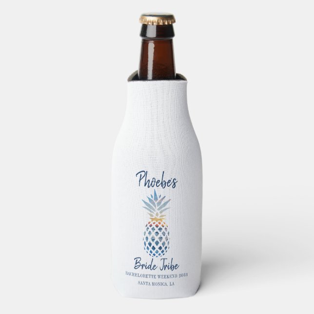 Junggeselinnen-Abschied Ananas KüstenSunset Custom Flaschenkühler (Flaschenvorderseite)