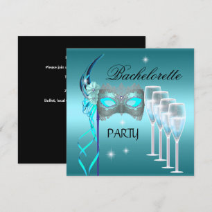 Junggeselinnen-Abschied Aquamarin Blue Mask Champa Einladung