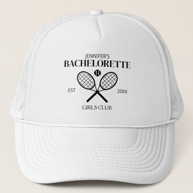 Junggeselinnen-Abschied Bach Tennis Giro del Malca Truckerkappe (Vorderseite)