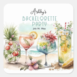 Junggeselinnen-Abschied "Beach Tropical Themed Coc Quadratischer Aufkleber