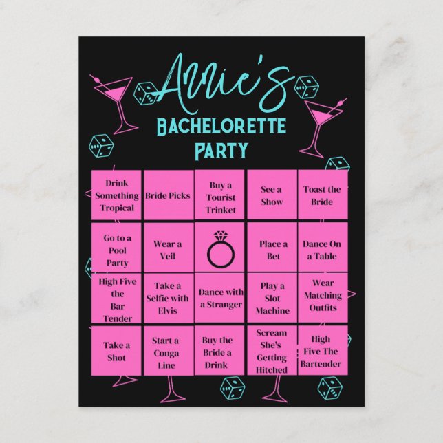 Junggeselinnen-Abschied Bingo Las Vegas Begleitkarte (Vorderseite)