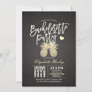 Junggeselinnen-Abschied Black and Gold Ananas Coup Einladung
