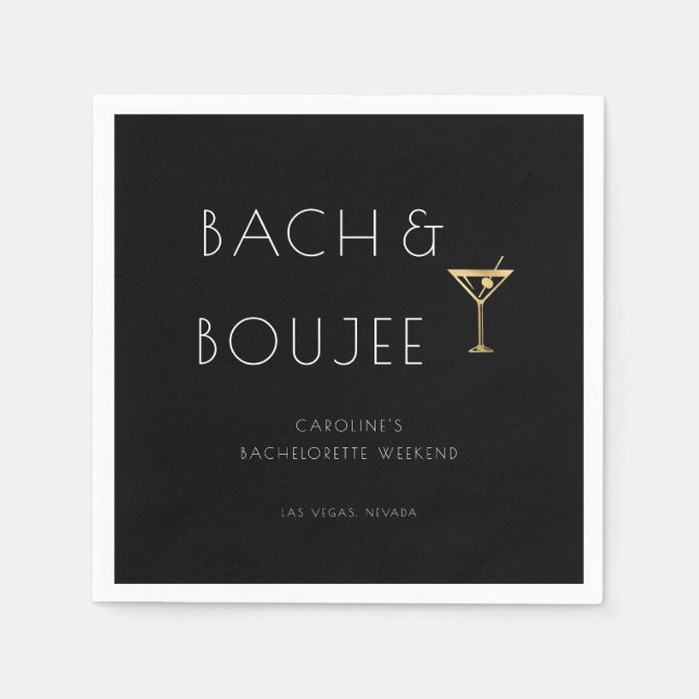 Junggeselinnen-Abschied Black and White Bach und B Serviette (Vorderseite)