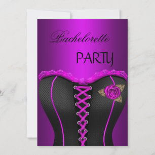 Junggeselinnen-Abschied Black Lila Magenta Corset Einladung