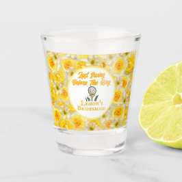 Junggeselinnen-Abschied, Brautparty Gelbe Blumen Schnapsglas
