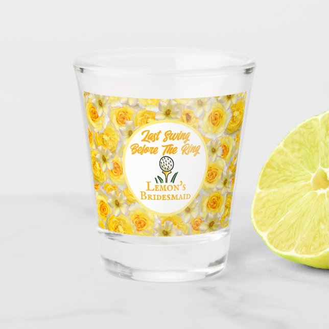 Junggeselinnen-Abschied, Brautparty Gelbe Blumen Schnapsglas (Vorderseite)
