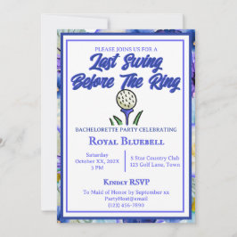 Junggeselinnen-Abschied Brautparty Golf Blue Blume Einladung