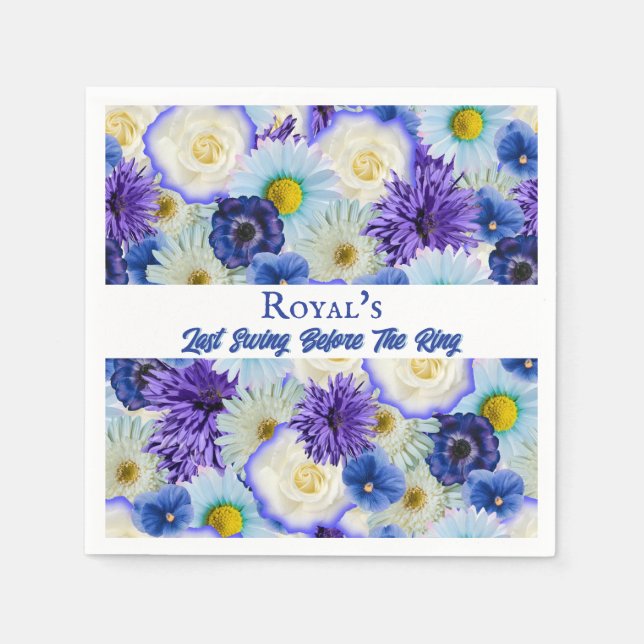 Junggeselinnen-Abschied Brautparty Golf Blue Flora Serviette (Vorderseite)