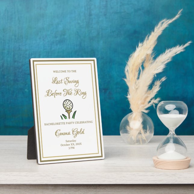 Junggeselinnen-Abschied Brautparty Golf Gold & Whi Fotoplatte (Seite)