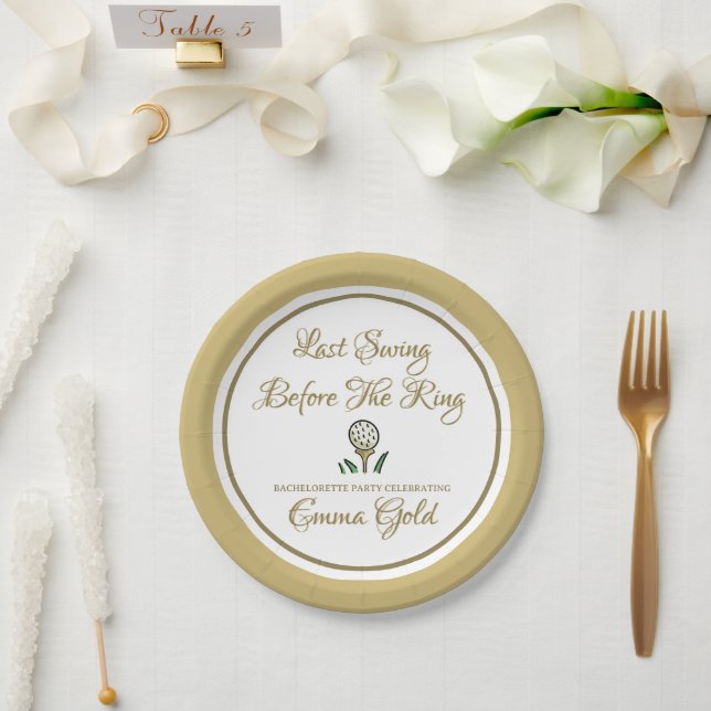 Junggeselinnen-Abschied Brautparty Golf Gold & Whi Pappteller (Hochzeit)