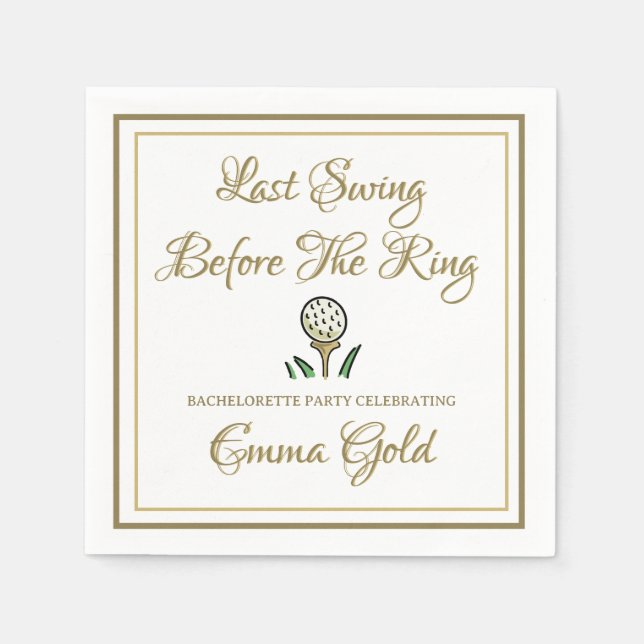 Junggeselinnen-Abschied Brautparty Golf Gold & Whi Serviette (Vorderseite)