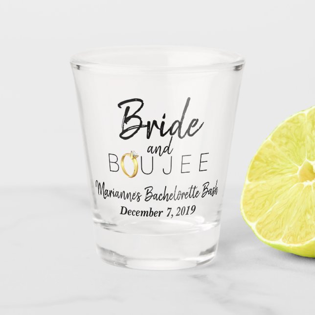Junggeselinnen-Abschied/Brautparty von Bride und B Schnapsglas (Vorderseite)