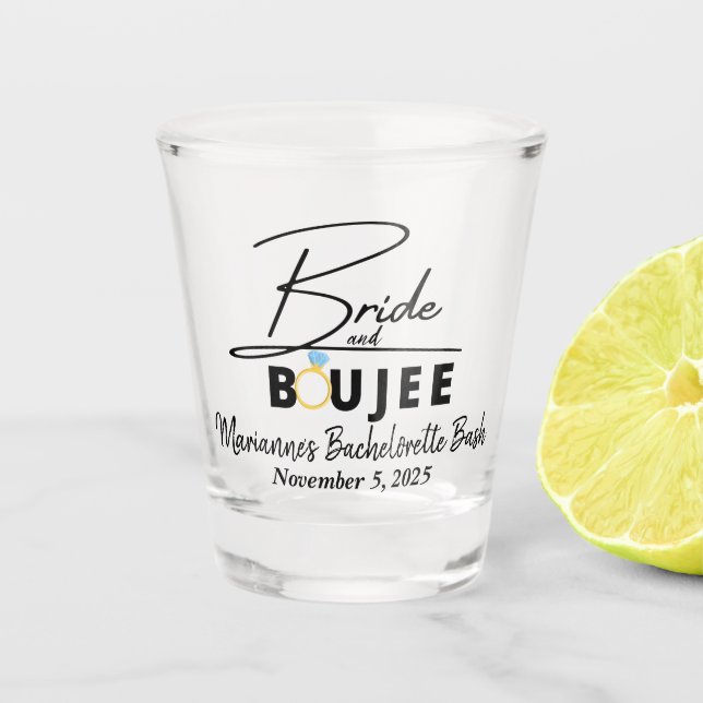 Junggeselinnen-Abschied/Brautparty von Bride und B Schnapsglas (Vorderseite)