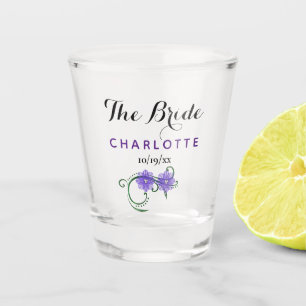 Junggeselinnen-Abschied Bride Wedding Purple Flowe Schnapsglas