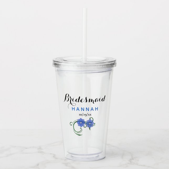 Junggeselinnen-Abschied Bridesmaid Wedding Blue Bl Acryltrinkbecher (Vorderseite)