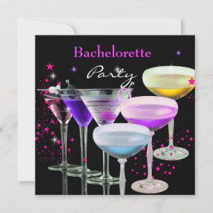 Junggeselinnen-Abschied Cocktails Champagner Pink Einladung