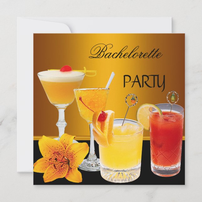 Junggeselinnen-Abschied Cocktails Getränke Einladung (Vorderseite)